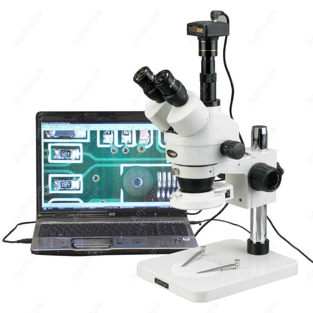 Amscope Microscope Stereo 7X-45X - Microscope stéréoscopique trinoculaire AmScope 7X-45X +